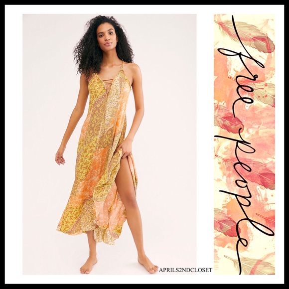 FREE PEOPLE BOHO FLOWY MAXI TANK SLIP DRESS A2C - Picture 3 of 10